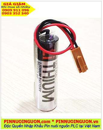 Toshiba ER6V chuẩn Châu Âu EU (Zắc nâu); Pin nuôi nguồn PLC Toshiba ER6V lithium 3.6v AA 2000mAh, Xuất xứ Nhật